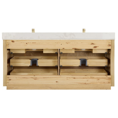 Meuble-lavabo Porto avec dessus en quartz blanc sans miroir