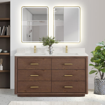 Meuble-lavabo Porto avec dessus en quartz blanc sans miroir