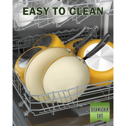 Ensemble de casseroles et poêles antiadhésives, batterie de cuisine en céramique 10 pièces, ensemble de cuisson antiadhésif avec casseroles