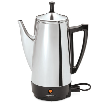 Cafetière Presto en acier inoxydable, percolateur robuste 12 tasses, argent - 2,79