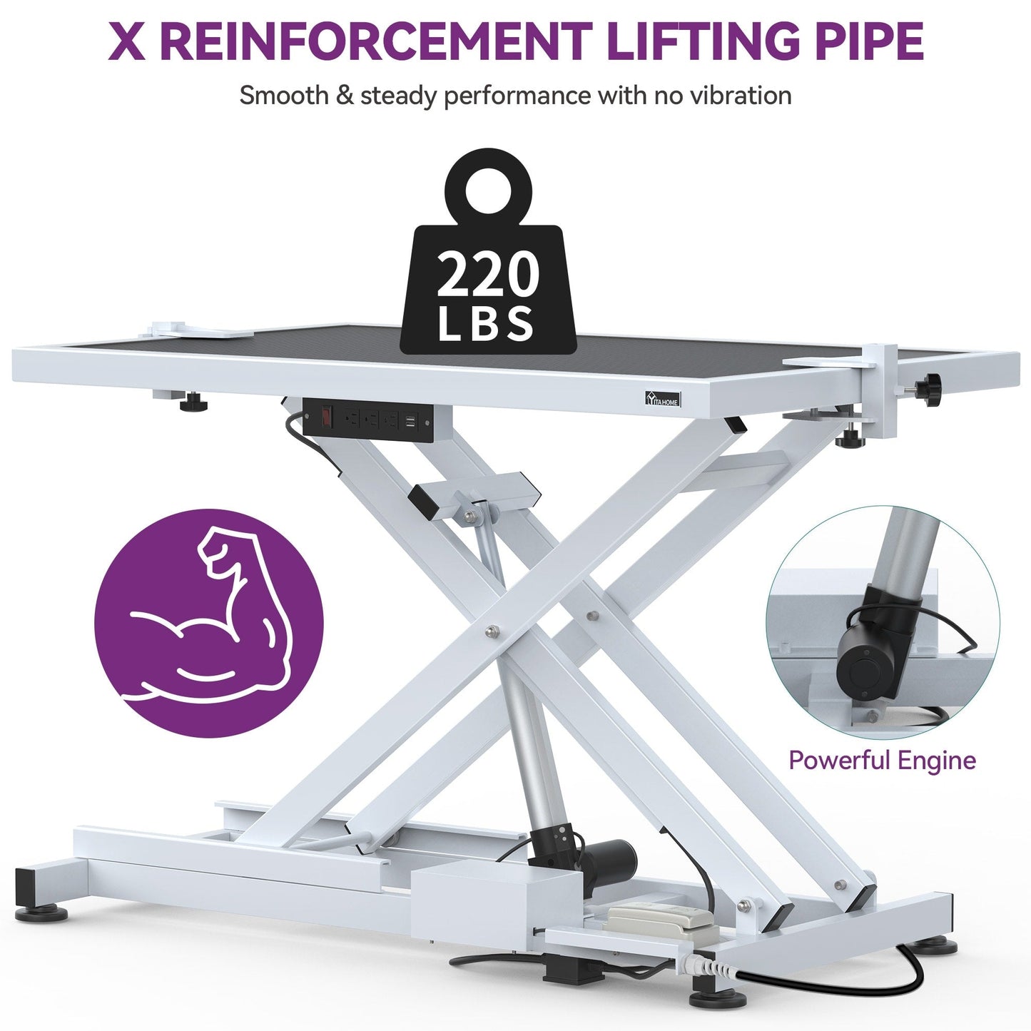 Table de toilettage électrique professionnelle pour grands chiens, robuste, avec bras en aluminium, 50 po de largeur