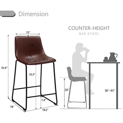 Bossin 18/26/30 inch Bar Stools,Counter Height Bar Stools with Back Modern PU Leather Stools Dining Chair with Footrest