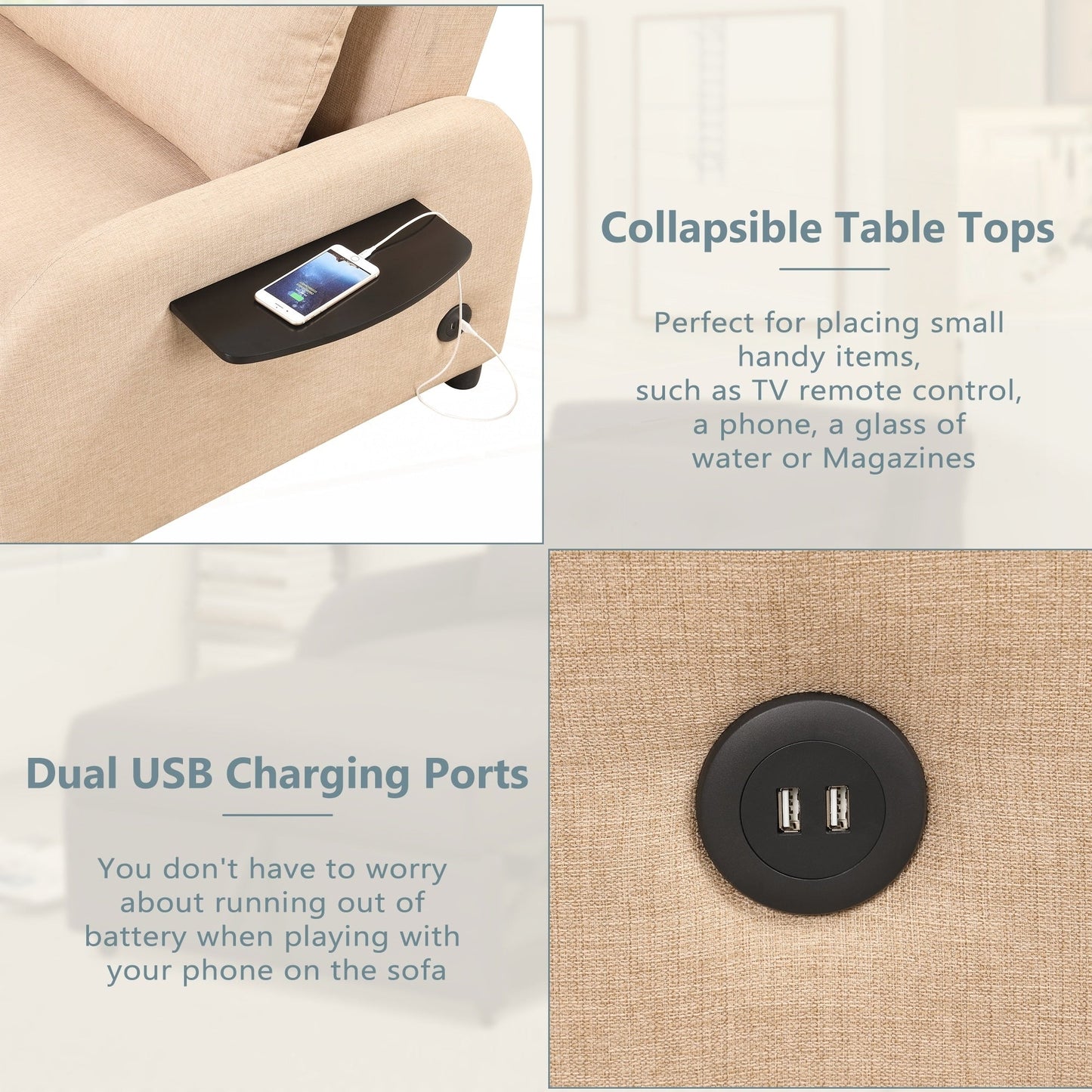 Pull Out Sofa Sleeper 3 in 1 with 2 Wing Table