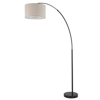 Lampadaire arqué réglable en acier Q-Max 81 avec abat-jour extra large et base en marbre