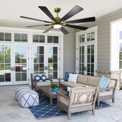 Ventilateur de plafond télécommandé avec lumières, grandes 8 pales en bois