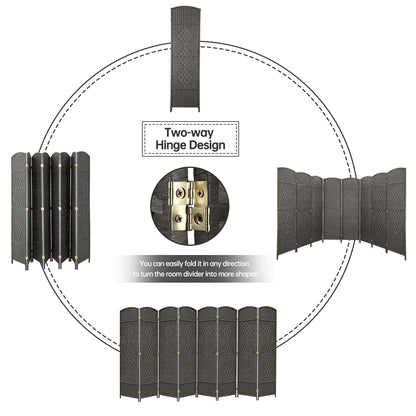 Paravent de séparation de pièce de 6 pieds de haut en fibre tissée, écran de confidentialité autoportant, écran pliant