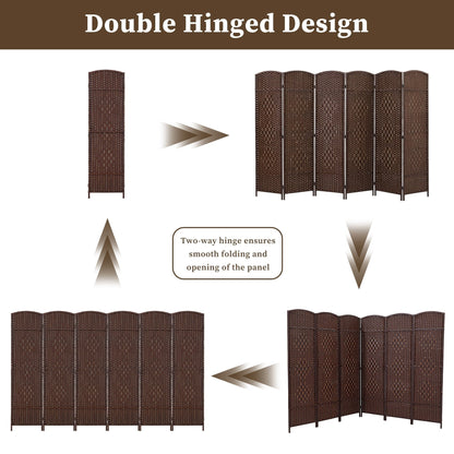 Paravent de séparation de pièce de 6 pieds de haut en fibre tissée, écran de confidentialité autoportant, écran pliant