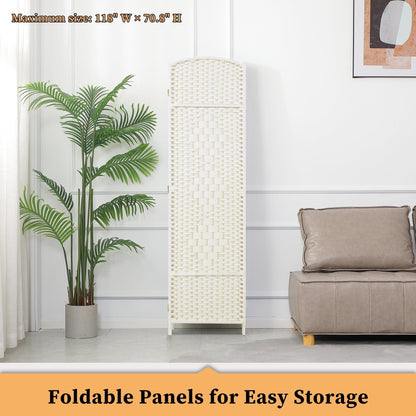 Paravent de séparation de pièce de 6 pieds de haut en fibre tissée, écran de confidentialité autoportant, écran pliant