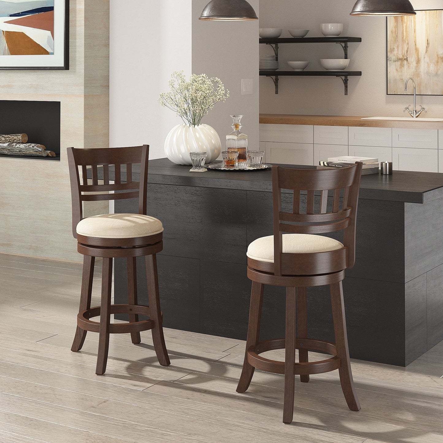 Rovinj Lattice Back 24H Swivel Counter Height Stool