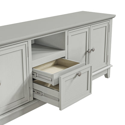 Meuble TV rustique de 72 pouces avec étagères réglables et rangement dissimulé - 72 pouces de largeur