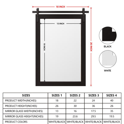 Rustic Farmhouse Mirror Vanity Mirror Solid Wood Frame with Metal Barn Style Mirror