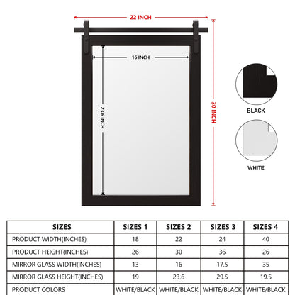 Rustic Farmhouse Mirror Vanity Mirror Solid Wood Frame with Metal Barn Style Mirror