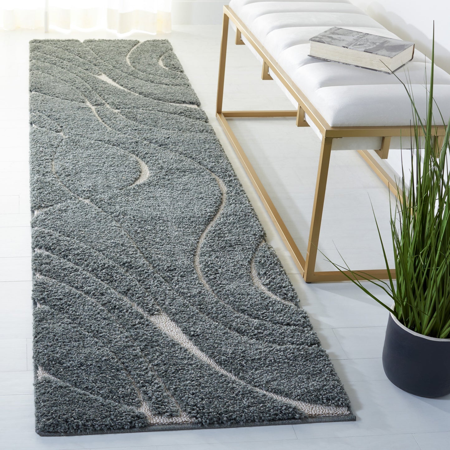 SAFAVIEH Florida Shag Staka Abstract Waves 1.2-inch Area Rug