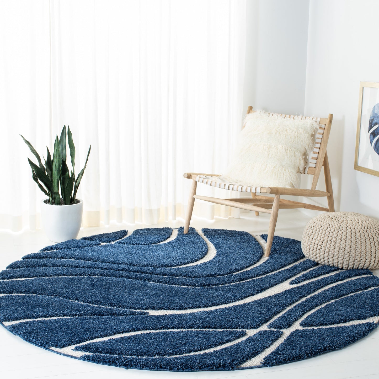SAFAVIEH Florida Shag Staka Abstract Waves 1.2-inch Area Rug