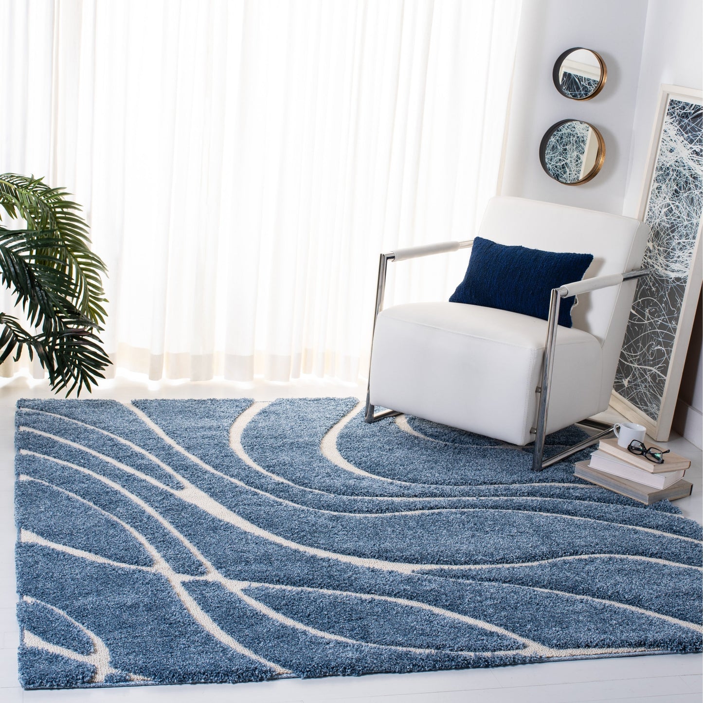 SAFAVIEH Florida Shag Staka Abstract Waves 1.2-inch Area Rug