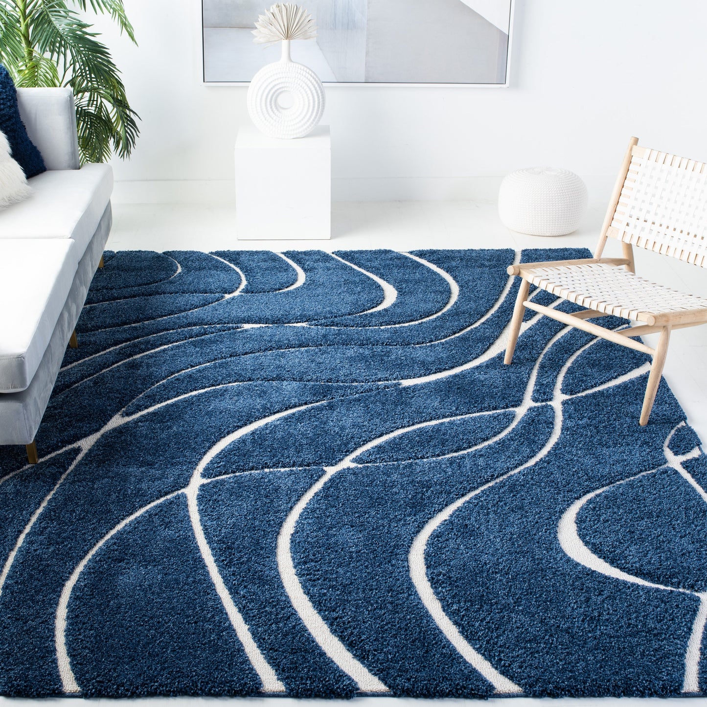 SAFAVIEH Florida Shag Staka Abstract Waves 1.2-inch Area Rug