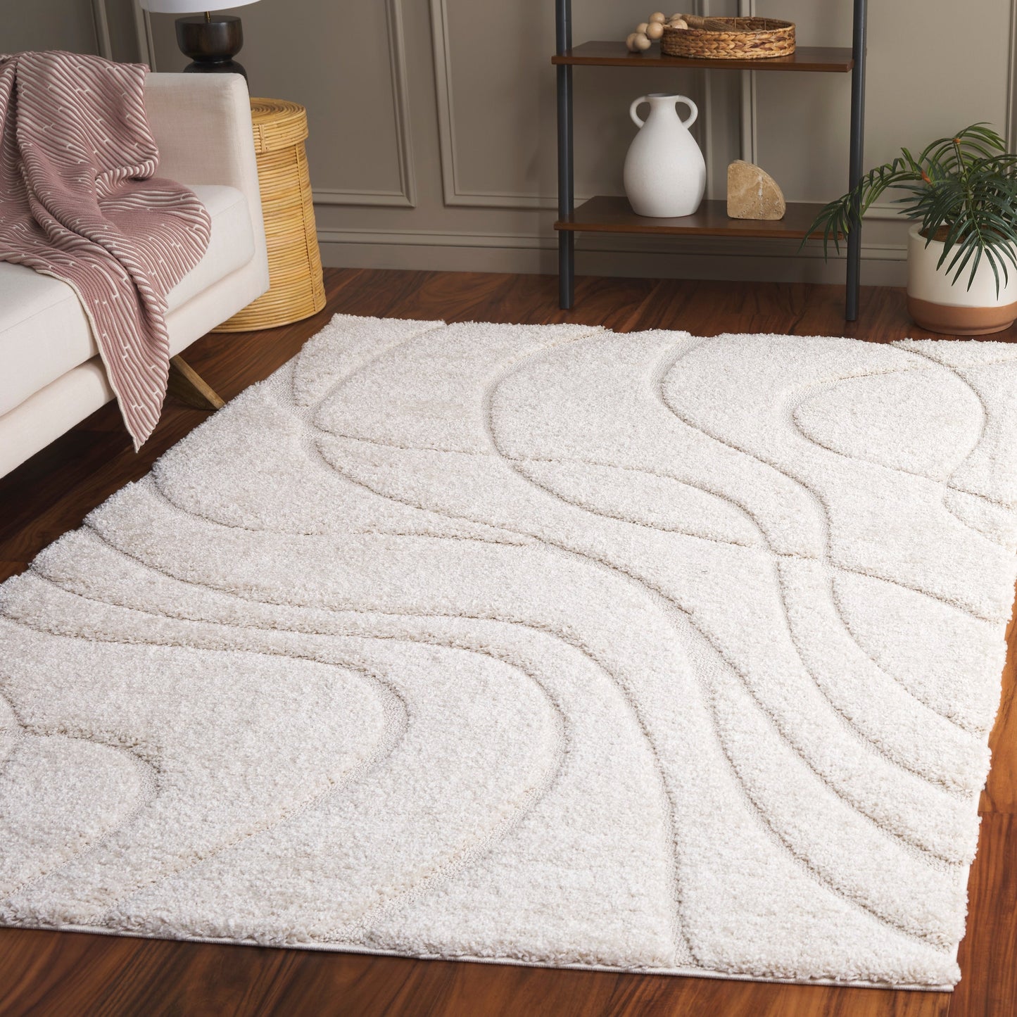 SAFAVIEH Florida Shag Staka Abstract Waves 1.2-inch Area Rug