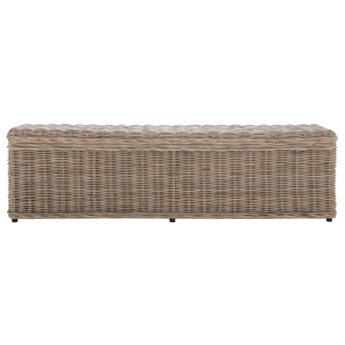Coffre de rangement en rotin naturel gris Marcelien de SAFAVIEH - 63 x 18,1 x 18,7 - 63 L x 18 P x 19 H