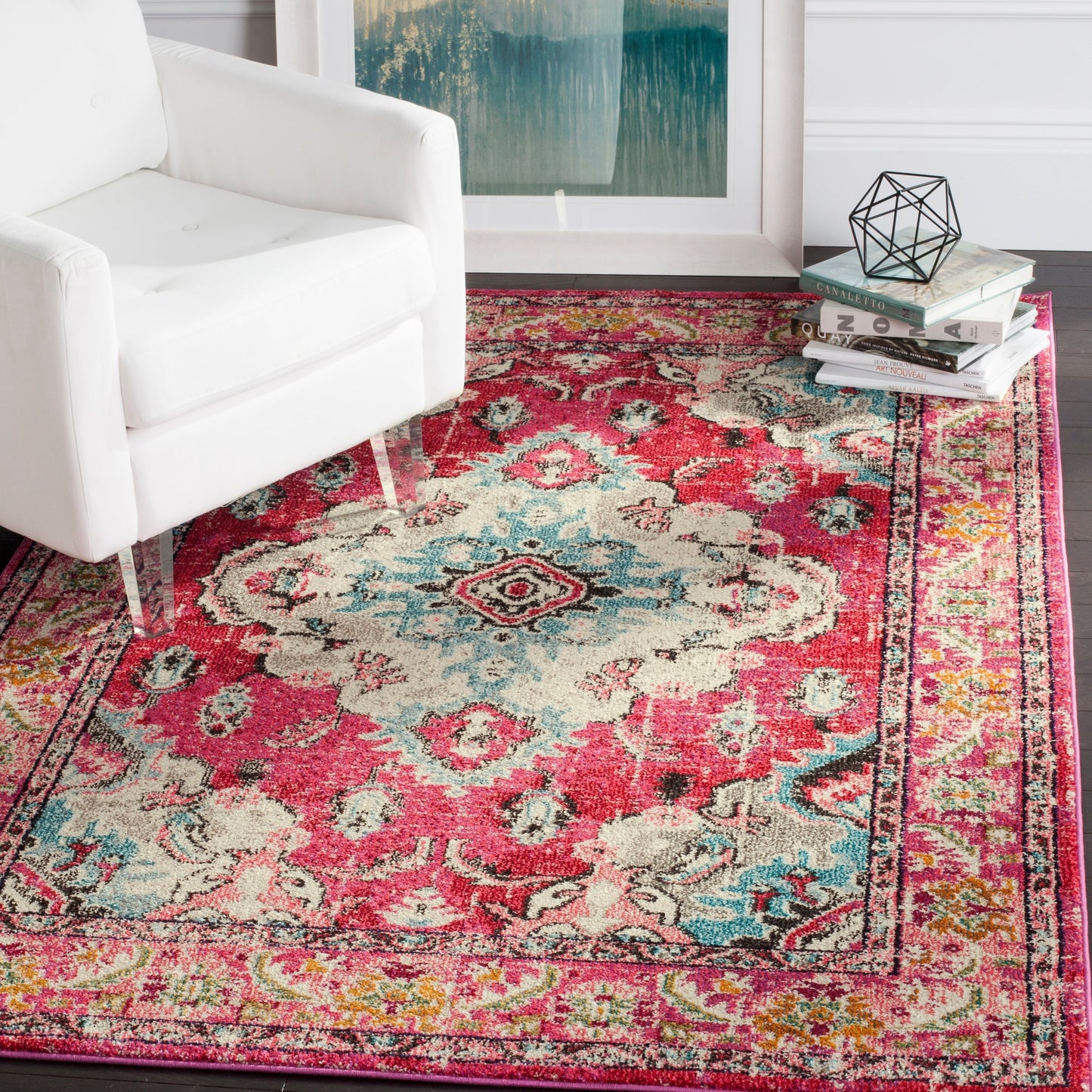 SAFAVIEH Monaco Oceane Boho Medallion Distressed Area Rug