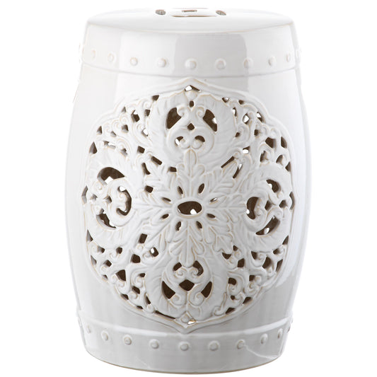 SAFAVIEH Sharareh Antique White Ceramic Decorative Garden Stool