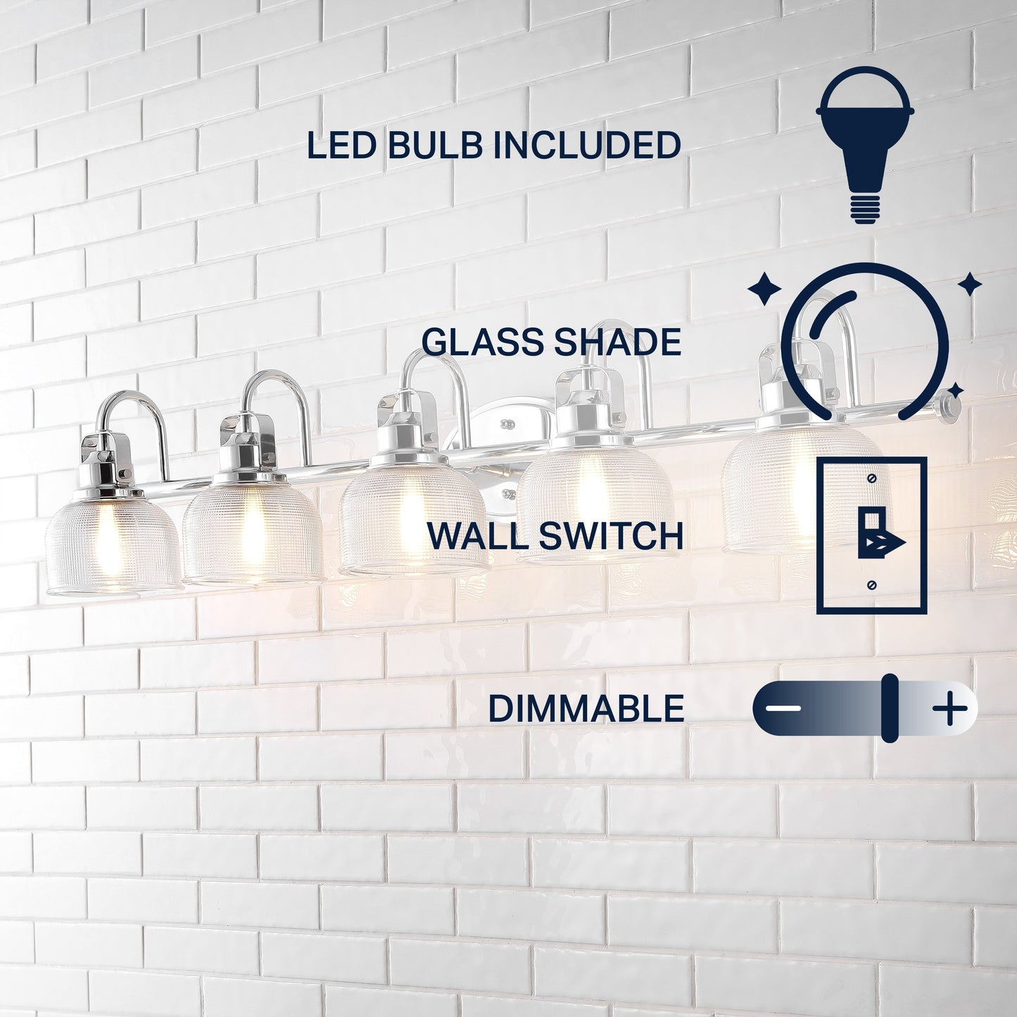 Shirley Metal/Glass LED Vanity Light, by JONATHAN Y