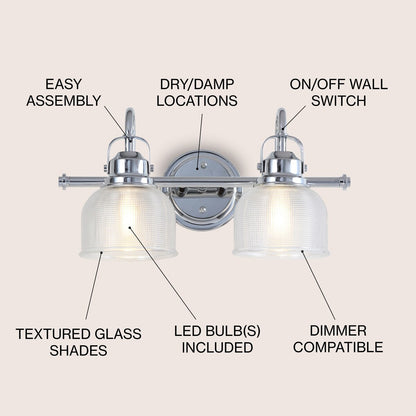 Shirley Metal/Glass LED Vanity Light, by JONATHAN Y