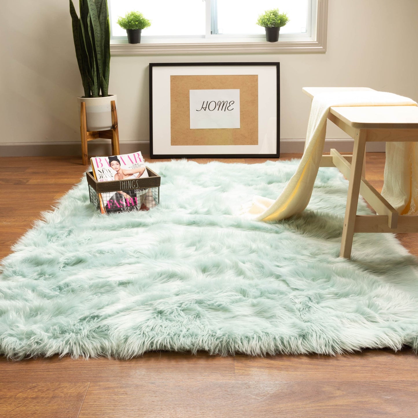Silver Orchid Parrott Faux Fur Sheepskin Area Rug
