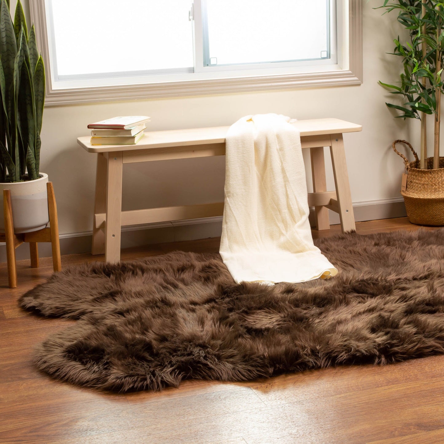 Silver Orchid Parrott Faux Fur Sheepskin Area Rug