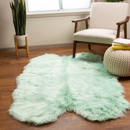 Silver Orchid Parrott Faux Fur Sheepskin Area Rug