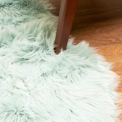 Silver Orchid Parrott Faux Fur Sheepskin Area Rug
