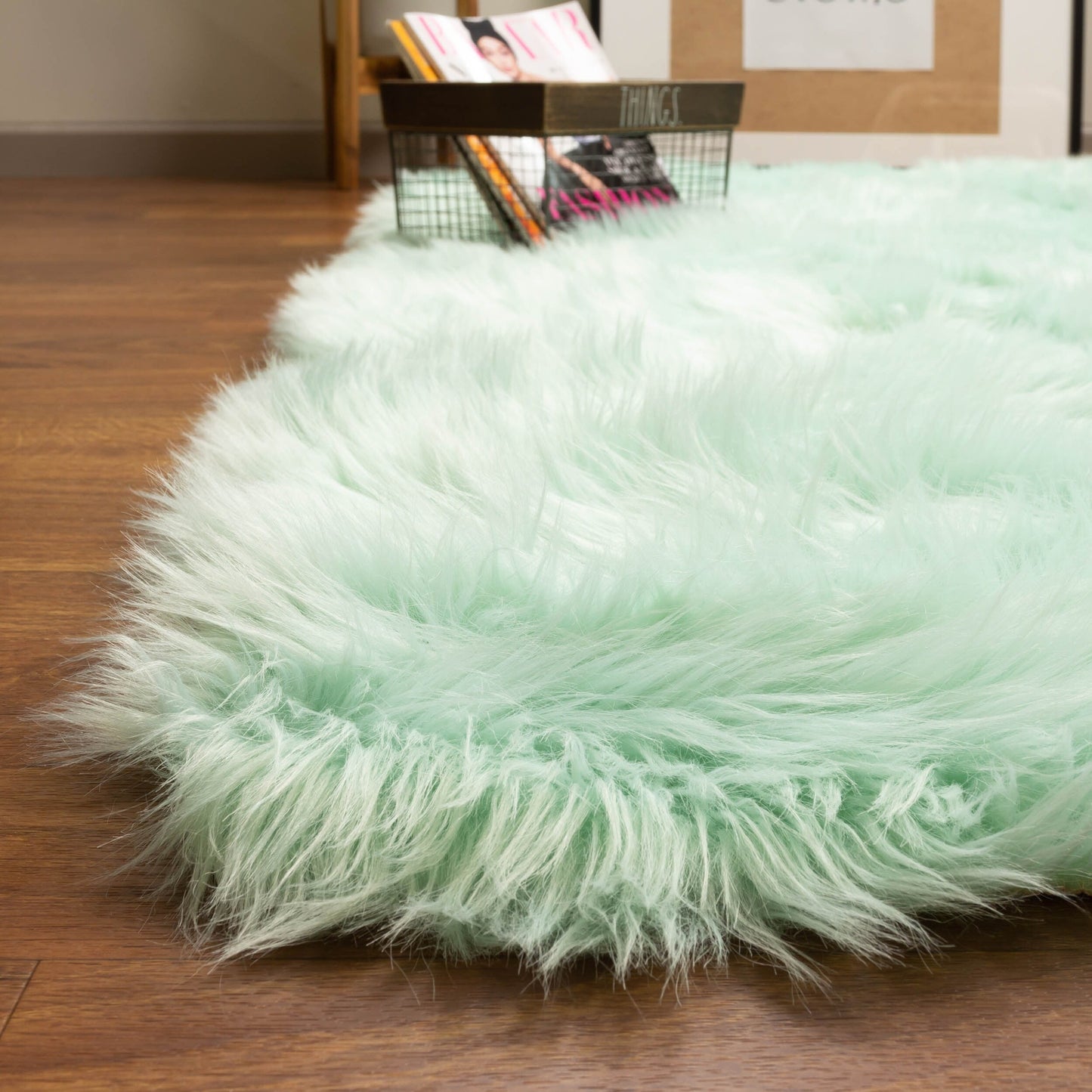 Silver Orchid Parrott Faux Fur Sheepskin Area Rug