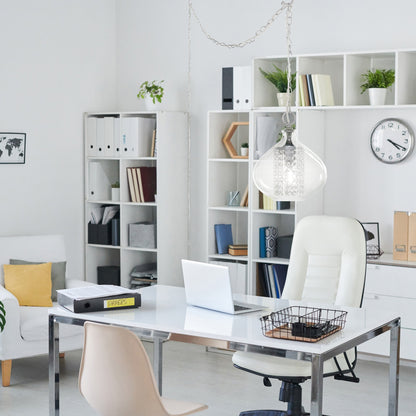 Silver Orchid Wallock Glass and Faceted Crystal Glass Jewels Plug-in and Hardwire Hanging Pendant