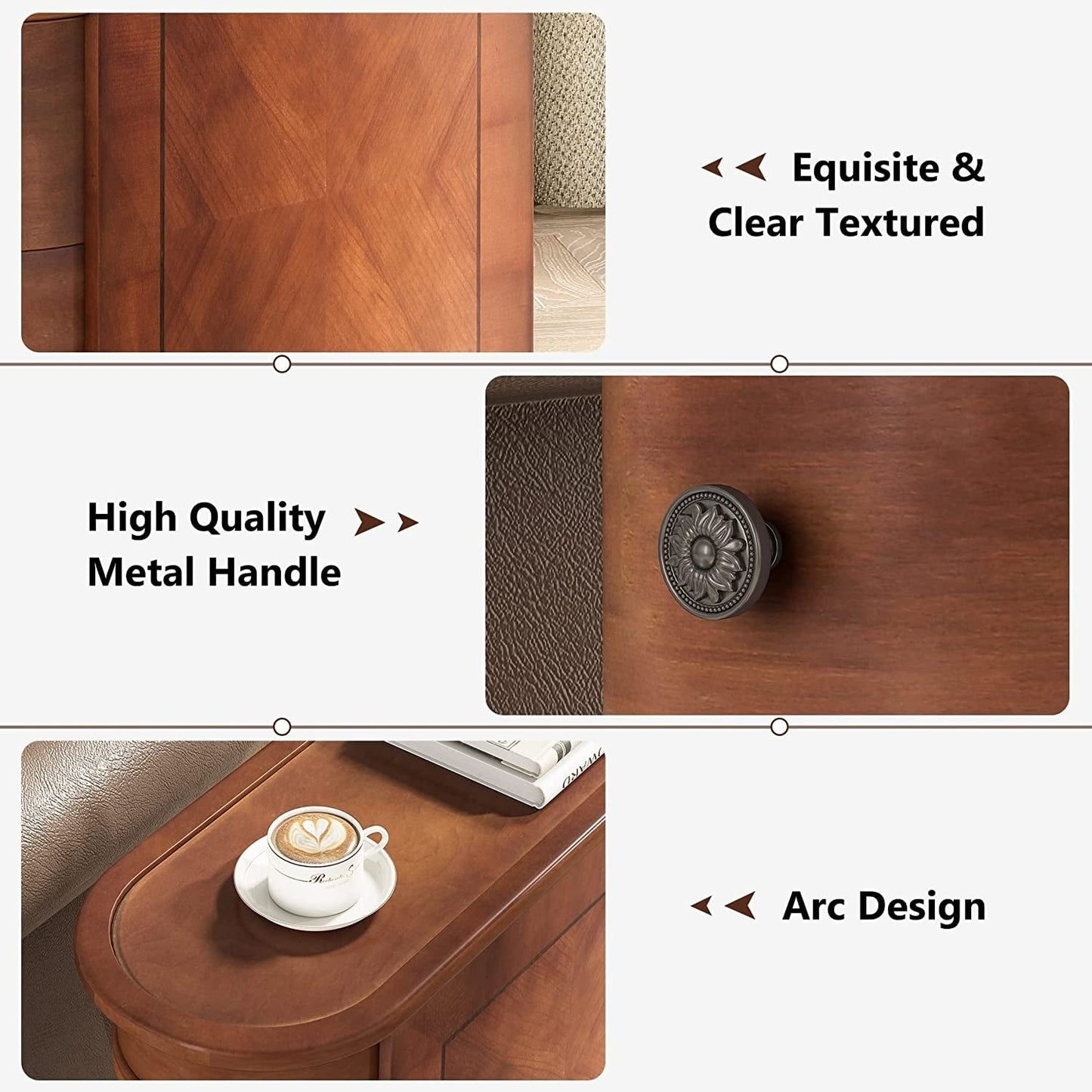 Table d'appoint étroite à deux tiroirs en bois massif