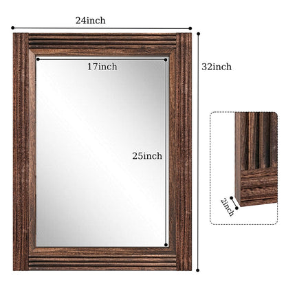 Solid Wood Frame Flat Bathroom Mirror