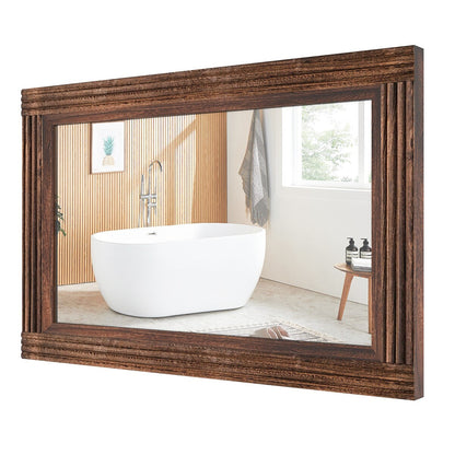 Solid Wood Frame Flat Bathroom Mirror