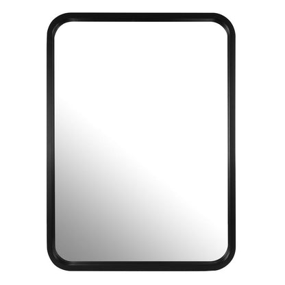 Round Corner Rectangle Farm Wall Mirror with Solid Wood Frame