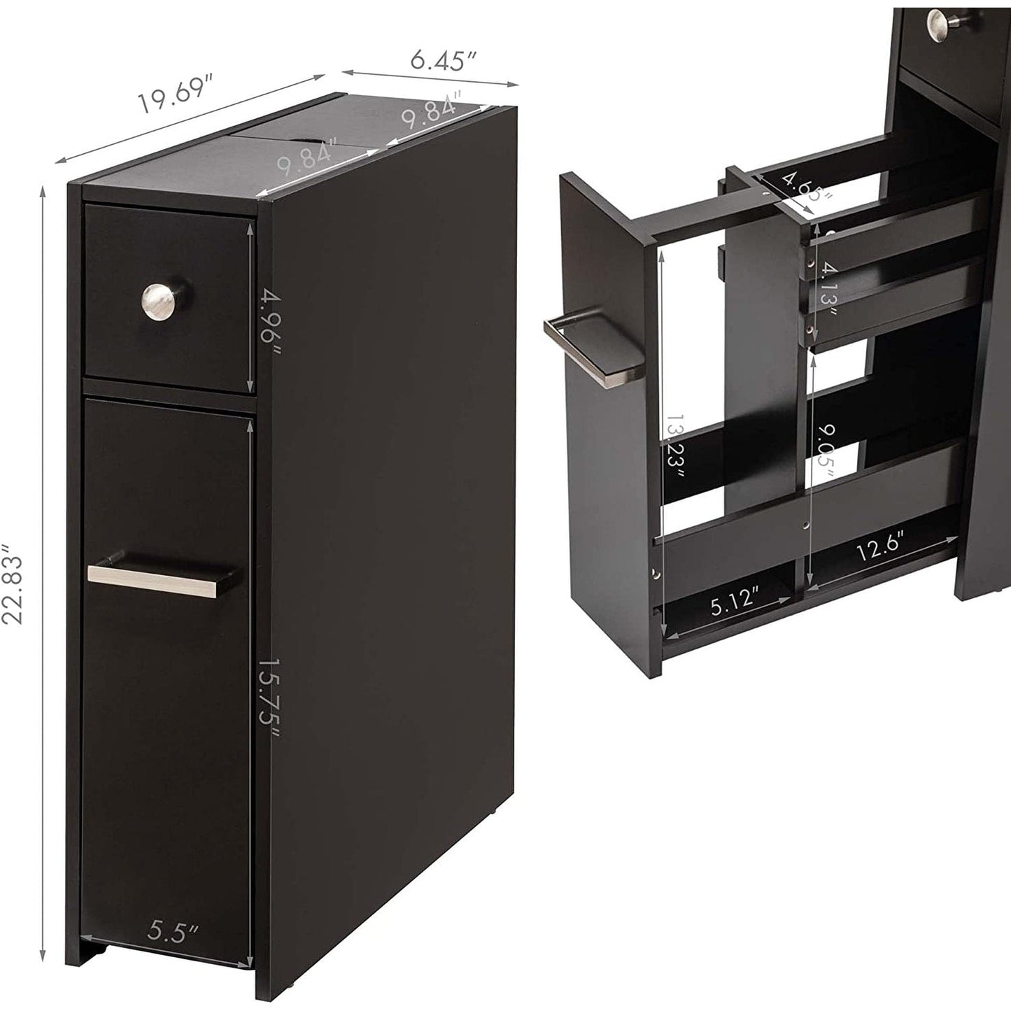 Spirich Home Slim Bathroom Storage Cabinet, Free Standing Toilet Paper Holder, Bathroom Cabinet Slide Out Drawer Storage