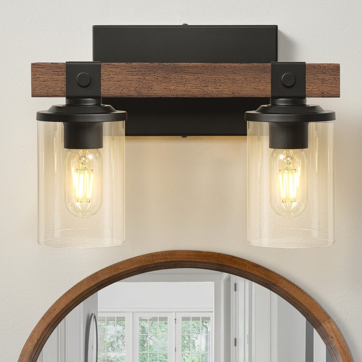 Starsky 2/3/4-Light Modern Farmhouse Dimmable Bathroom Glass Vanity Light with Clear Cylinder Shade