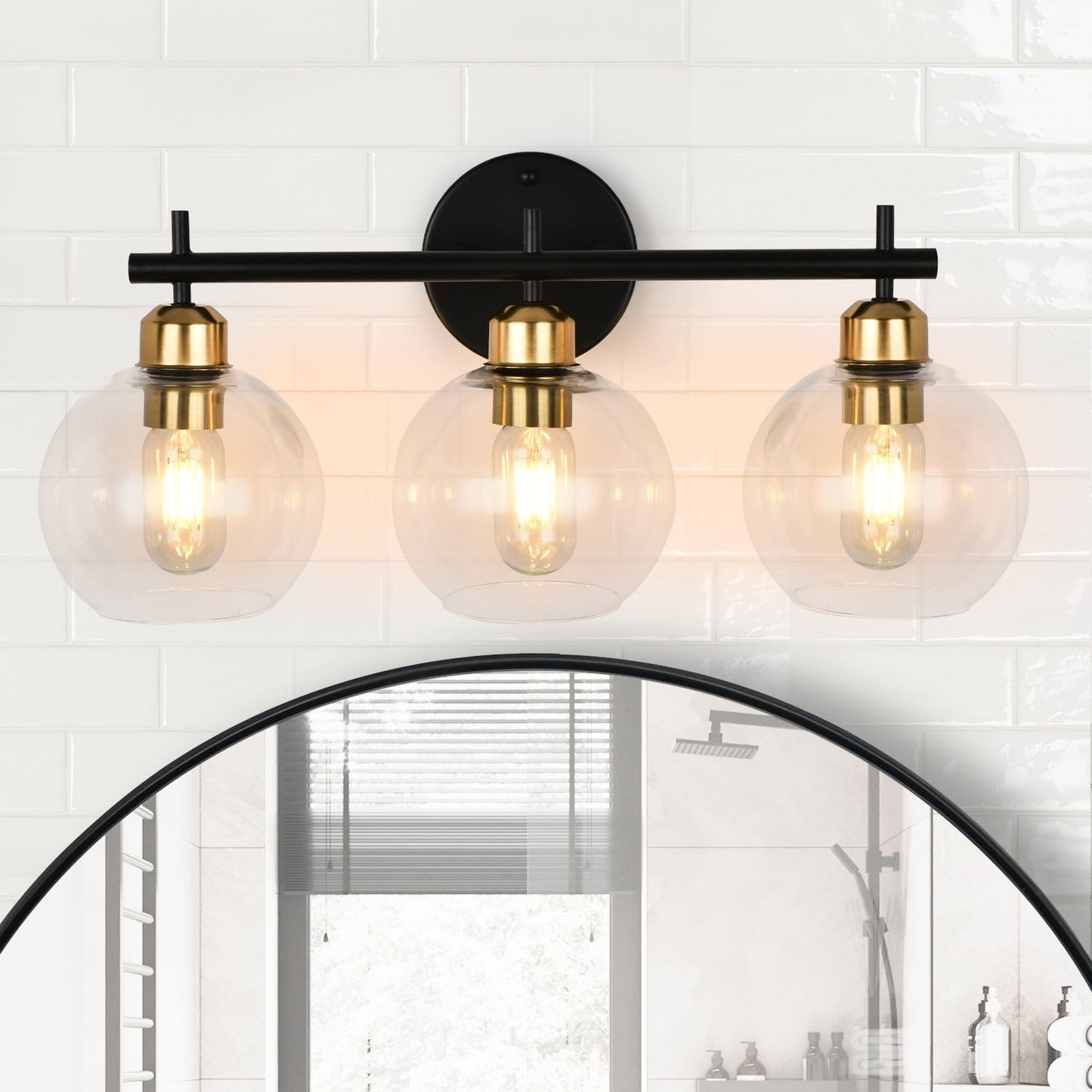 Starsky 4-Lights Modern Dimmable Bathroom Vanity Light with Globe Glass Shade