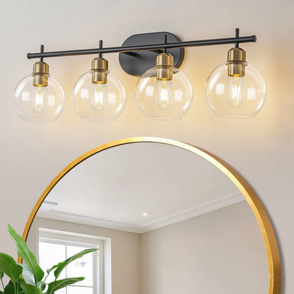 Starsky 4-Lights Modern Dimmable Bathroom Vanity Light with Globe Glass Shade