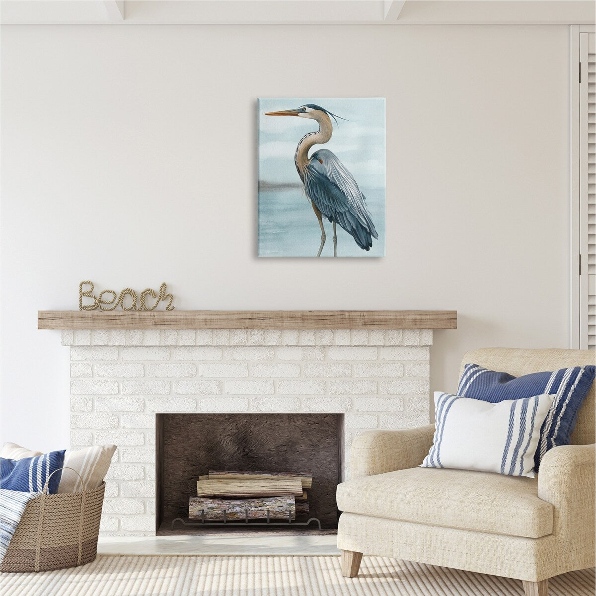 Stupell Heron Bird on Beach Canvas Wall Art Design by Grace Popp