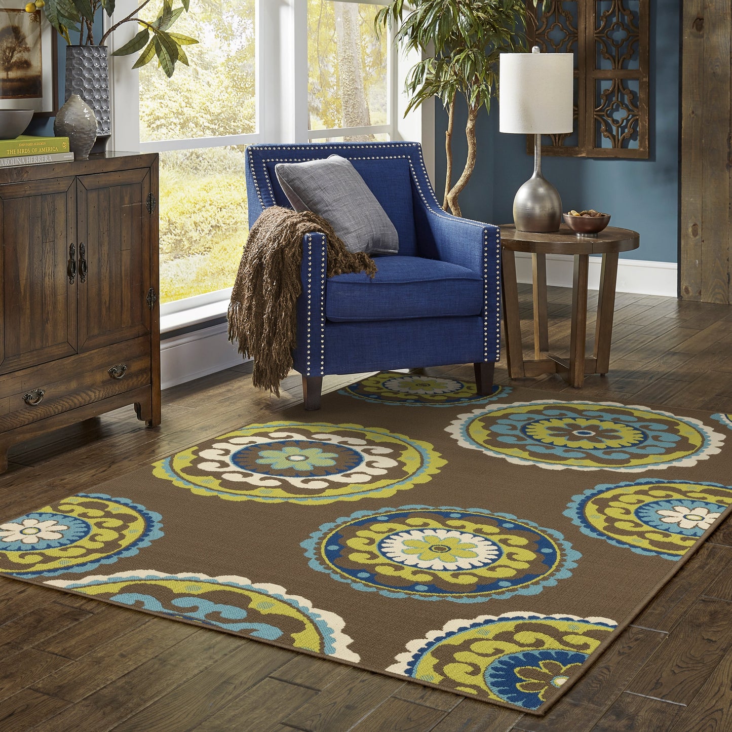 Vista Home Catalina Floral Medallions Indoor/ Outdoor Area Rug--