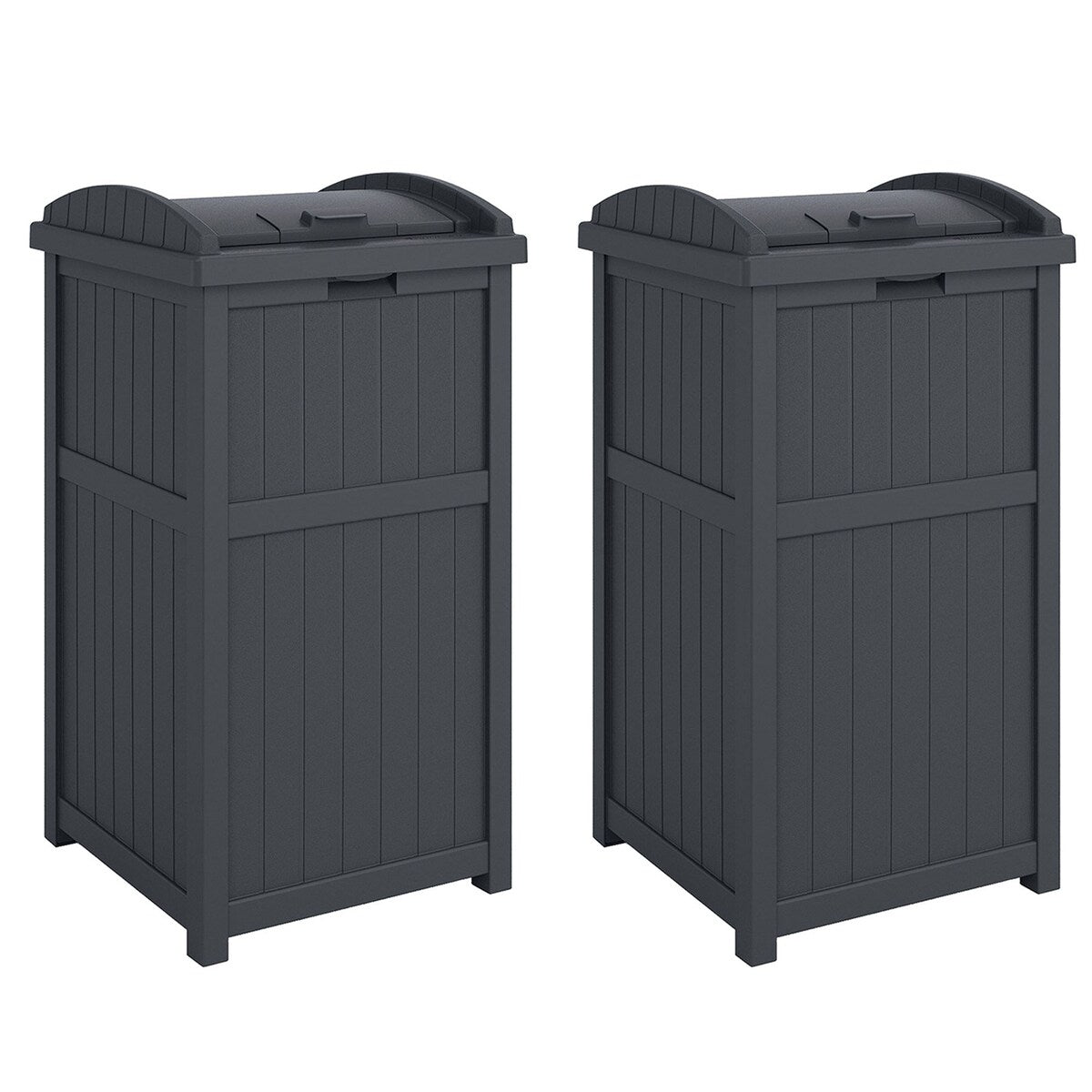 Suncast 30 Gallon Hideaway Trash Waste Bins for Outdoor, Cyberspace