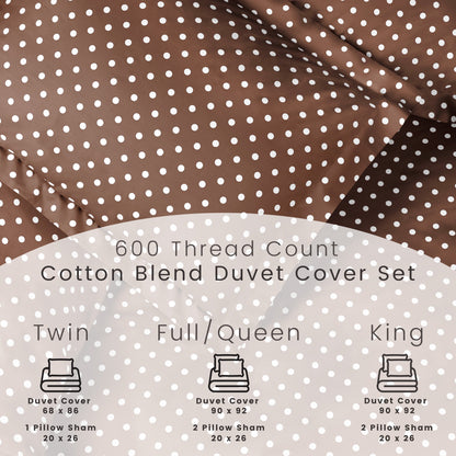 Superior Thread Count 600TC Polka Dot Cotton Blend Duvet Cover Set