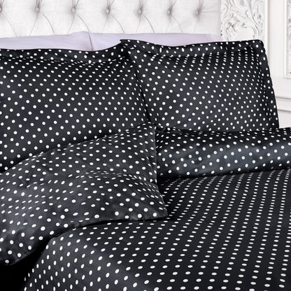 Superior Thread Count 600TC Polka Dot Cotton Blend Duvet Cover Set