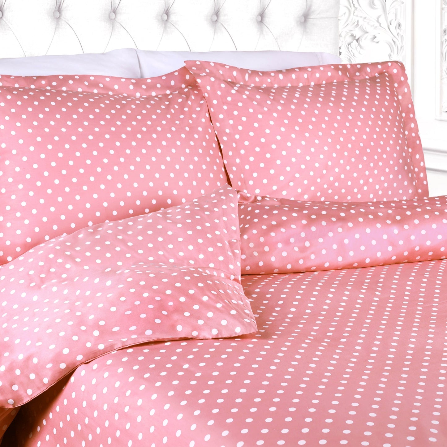 Superior Thread Count 600TC Polka Dot Cotton Blend Duvet Cover Set