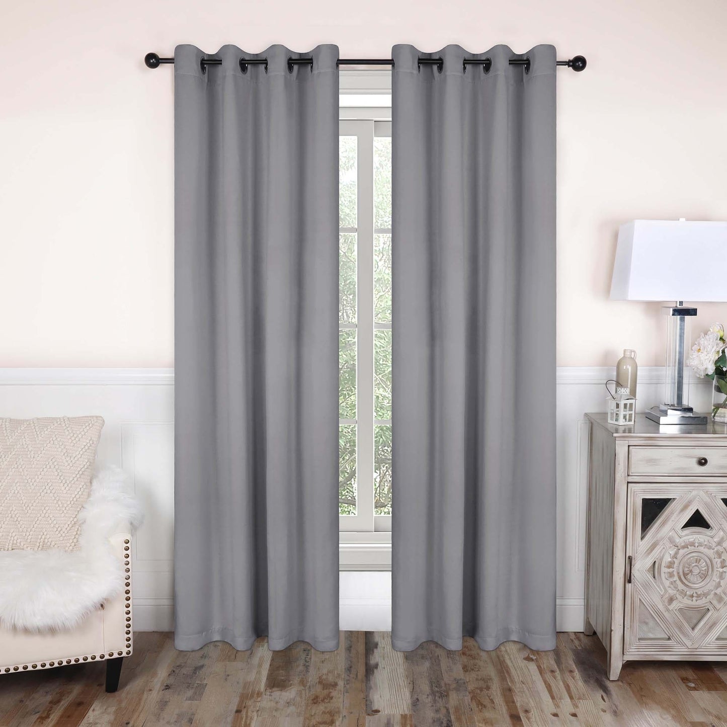 Superior Modern Solid Washable Room Darkening Blackout Curtains, Set of 2 Panels