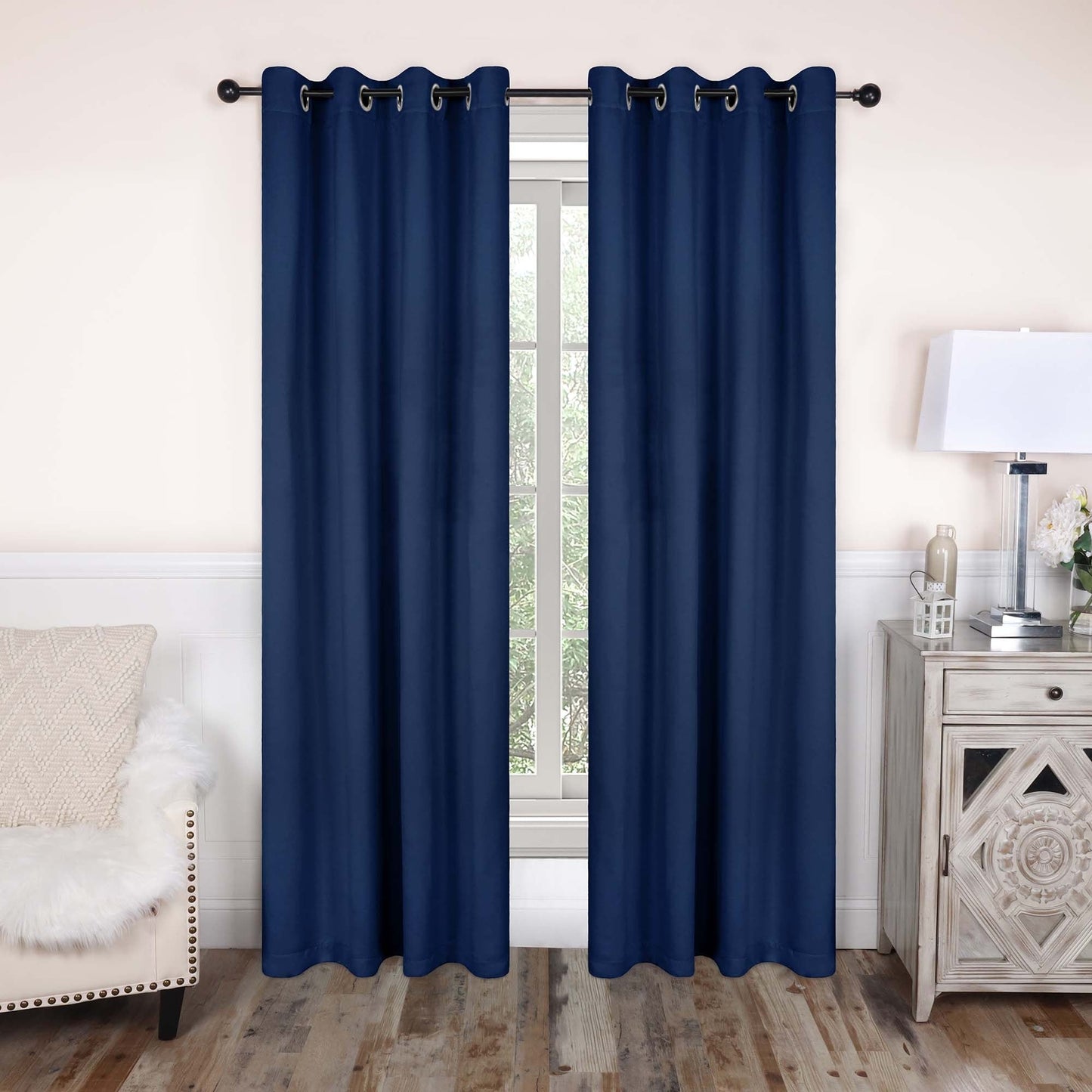 Superior Modern Solid Washable Room Darkening Blackout Curtains, Set of 2 Panels
