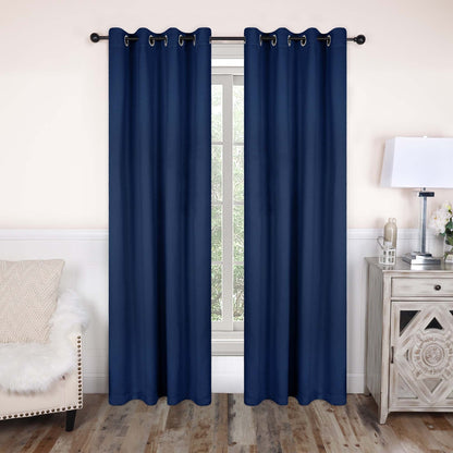 Superior Modern Solid Washable Room Darkening Blackout Curtains, Set of 2 Panels