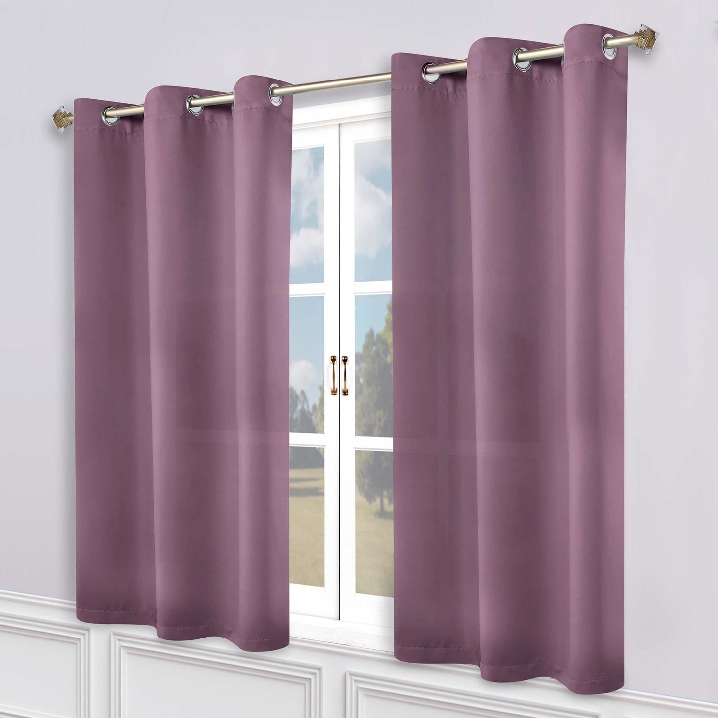 Superior Modern Solid Washable Room Darkening Blackout Curtains, Set of 2 Panels